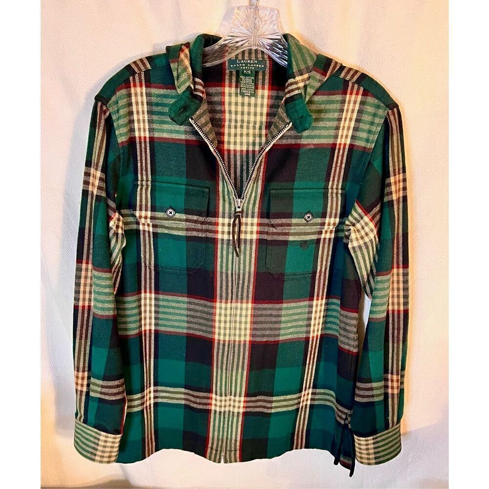 Ralph Lauren Hooded Zip Up Jacket Plaid Sz P/S